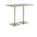 Dams Brescia rectangular poseur table with flat square base in Barcelona Walnut wood, modern design for seating or display.