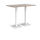 Dams Brescia rectangular poseur table with flat square base in Barcelona Walnut wood finish, showcasing sleek modern design.