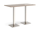 Dams Brescia rectangular poseur table with flat square base in Barcelona Walnut wood, modern design for seating or display.