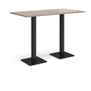 Dams Brescia rectangular poseur table with flat square Barcelona Walnut base, showcasing sleek modern design and smooth wood finish.