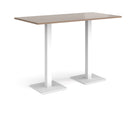 Dams Brescia rectangular poseur table with flat square base in Barcelona Walnut finish, showcasing smooth wood surface and modern design.