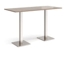 Dams Brescia rectangular poseur table with flat square base in Barcelona Walnut wood, ideal for modern dining or bar areas.