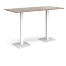 Dams Brescia rectangular poseur table with flat square base in Barcelona Walnut finish, showcasing a modern, stylish design.