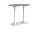 Dams Brescia rectangular poseur table with grey oak finish and flat square base, ideal for modern dining or social spaces.