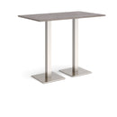 Dams Brescia rectangular poseur table with flat square base, grey oak finish, ideal for modern bar or counter seating.
