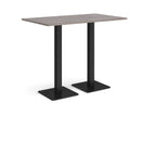 Dams Brescia rectangular poseur table with grey oak finish and flat square base, ideal for cafes or modern dining spaces.