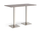 Dams Brescia rectangular poseur table with flat square base in grey oak finish, showcasing modern design and sturdy construction.