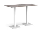 Dams Brescia rectangular poseur table with flat square grey oak base, modern high table for dining or workspace.
