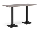 Dams Brescia rectangular poseur table with grey oak finish and flat square base, ideal for modern lounge or bar areas.
