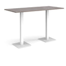 Dams Brescia rectangular poseur table with grey oak finish and flat square base, suitable for modern lounge or bar areas.