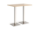 Dams Brescia rectangular poseur table with flat square base in Kendal Oak wood finish, ideal for modern indoor seating areas.