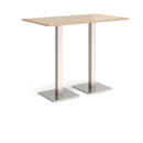 Dams Brescia rectangular poseur table with Kendal Oak finish and flat square base, modern high table for cafes or bars.