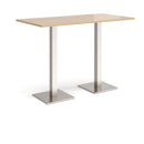 Dams Brescia rectangular poseur table with Kendal oak finish and flat square base, ideal for modern dining or bar areas.