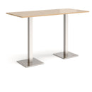 Dams Brescia rectangular poseur table with Kendal oak finish, flat square base, ideal for modern lounge or bar areas.