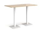 Dams Brescia rectangular poseur table with Kendal Oak finish and flat square base, ideal for modern dining or lounge areas.