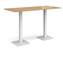 Dams Brescia rectangular poseur table with white finish, flat square oak base, ideal for modern seating areas