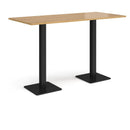 Dams Brescia rectangular poseur table with oak top and flat square base, ideal for modern dining or bar areas.