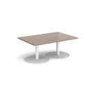 Dams Monza rectangular coffee table with flat round base in Barcelona walnut wood finish.