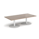 Dams Monza rectangular coffee table with flat round base in Barcelona Walnut wood finish