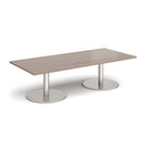 Dams Monza rectangular coffee table with Barcelona walnut finish and flat round base, modern living room furniture.