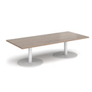 Dams Monza rectangular coffee table with flat round base in Barcelona Walnut wood finish.