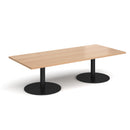 Dams Monza rectangular coffee table with flat round beech wood base, modern design, and smooth surface.