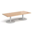 Dams Monza rectangular coffee table with flat round beech wood base, modern and sleek living room furniture piece