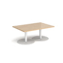 Dams Monza rectangular coffee table with flat round base in Kendal Oak wood finish, modern living room furniture piece