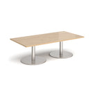 Dams Monza rectangular coffee table with flat round base in Kendal Oak wood finish