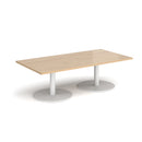Dams Monza rectangular coffee table with flat round base in Kendal Oak wood finish, modern living room furniture piece