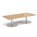 Dams Monza rectangular coffee table with flat round oak base, modern living room furniture with sleek design