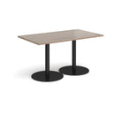 Dams Monza rectangular dining table with flat round base in Barcelona Walnut wood finish, modern kitchen or dining room furniture