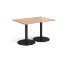 Dams Monza rectangular dining table with flat round beech wood base, showcasing sleek modern design and smooth surface.