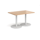 Dams Monza rectangular dining table with flat round beech base, showcasing sleek wood finish and modern design.