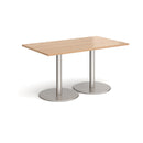 Dams Monza rectangular dining table with flat round beech wood base, modern and sleek design for contemporary dining spaces.