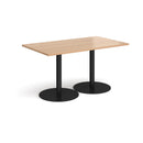 Dams Monza rectangular dining table with flat round beech base, showcasing sleek modern design and smooth wood finish.