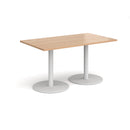 Dams Monza rectangular dining table with flat round beech base, showcasing smooth wood surface and modern design.