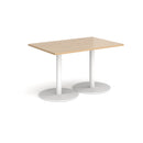 Dams Monza rectangular dining table with flat round base in Kendal Oak finish showing smooth wooden surface and modern design