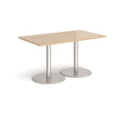 Dams Monza rectangular dining table with flat round base in Kendal Oak wood, showcasing sleek modern design.