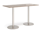 Dams Monza rectangular poseur table with a flat round base in Barcelona Walnut wood finish