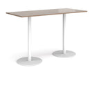 Dams Monza rectangular poseur table with Barcelona walnut finish, flat round base, ideal for modern lounge or bar areas.