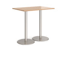 Dams Monza rectangular poseur table with flat round beech base, showcasing sturdy design and smooth wooden surface.