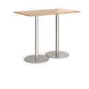 Dams Monza rectangular poseur table with flat round beech wood base, showcasing sleek modern design for casual seating.