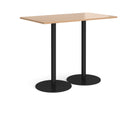 Dams Monza rectangular poseur table with flat round beech wood base, modern design and sturdy construction.