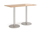 Dams Monza rectangular poseur table with flat round beech wood base, modern design, tabletop surface, and sturdy construction.