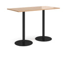 Dams Monza rectangular poseur table with flat round beech base, modern design, ideal for contemporary seating areas