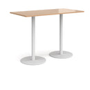 Dams Monza rectangular poseur table with flat round beech wood base, ideal for modern dining or casual seating areas.