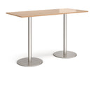 Dams Monza rectangular poseur table with flat round beech wood base, ideal for modern seating or standing areas.