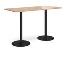 Dams Monza rectangular poseur table with flat round beech base, modern design, perfect for cafes or casual seating areas.