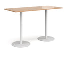 Dams Monza rectangular poseur table with flat round beech wood base, showcasing sleek modern design and sturdy construction.